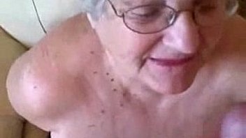 Old granny really loves young cock. Great amateur facial