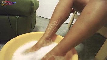 Footjob Dildo and Washes Feet - Homemade
