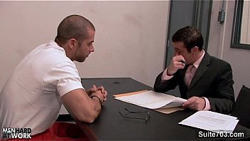 Sexy gay gets ass fucked at interview