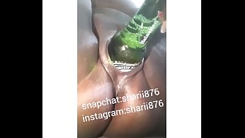 Heineken Bottle in Her Pussy