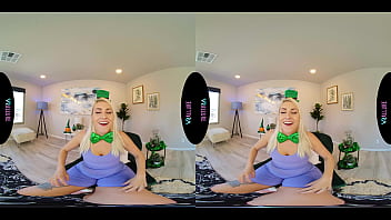 Naturally busty blonde masturbates on St Patrick's Day in virtual reality